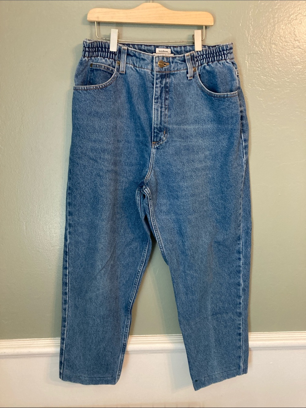 L.L. Bean Women's High-Waisted Mom Elastic-Waist MomJeans